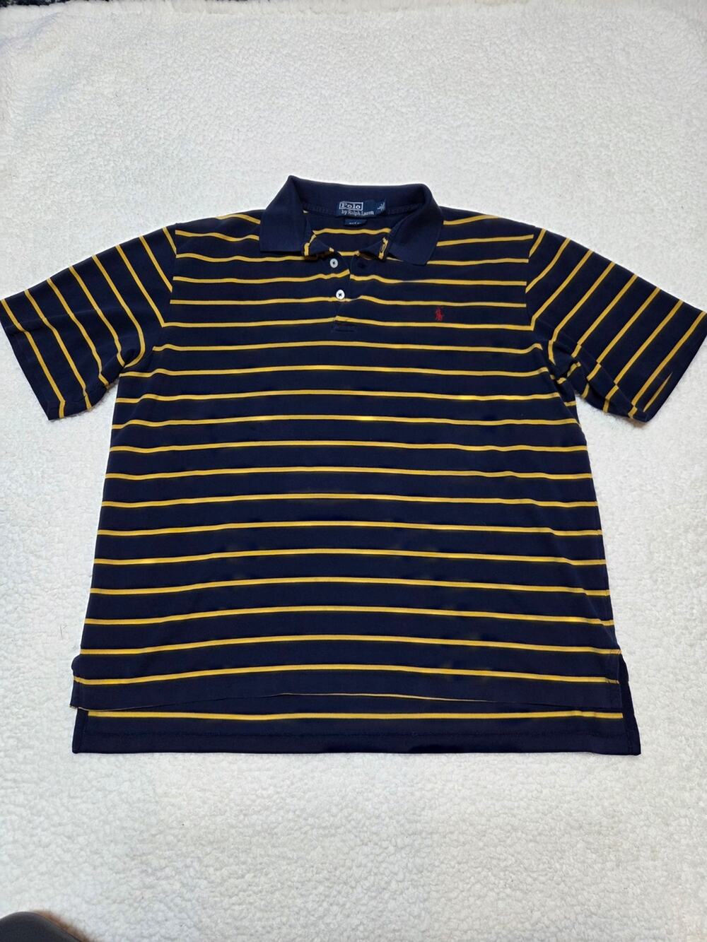 Polo by Ralph Lauren Navy Polo with Yellow Stripes